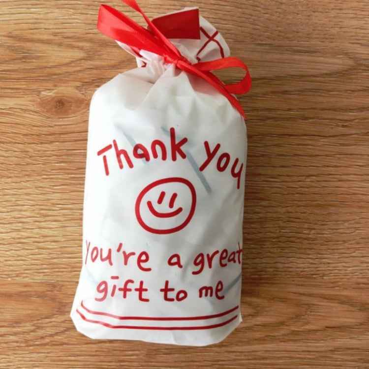 Medium Simple Drawstring Pocket Smile Gift Food Travel Packaging Bag, Food Packaging Bag