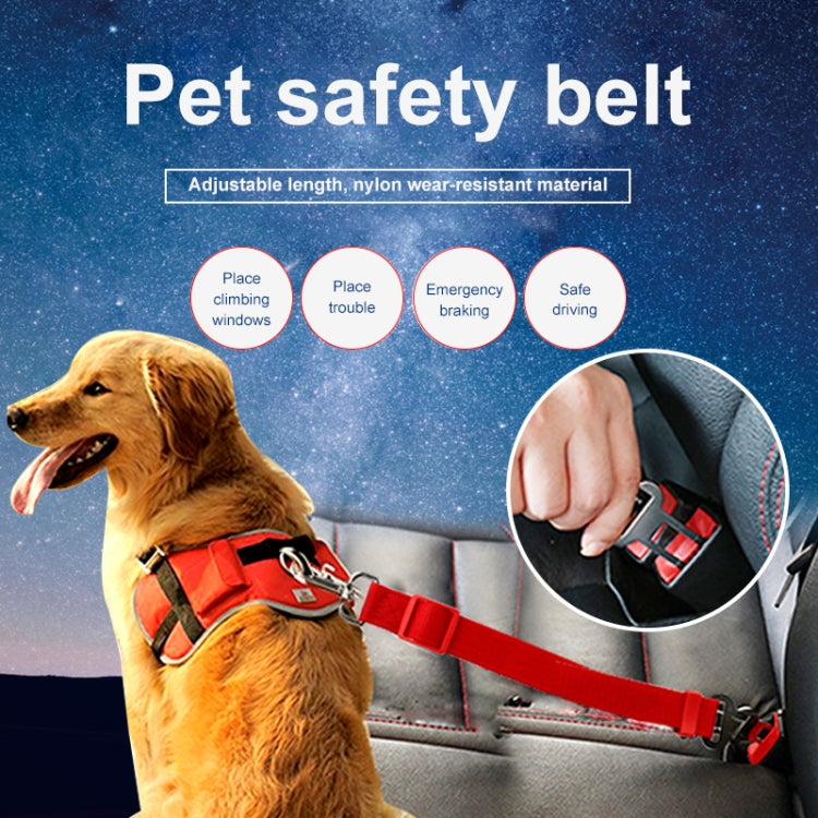Nylon Harness Leash Clip Pet Dog Car Seat Belt Security Belt, Red, Black, Blue