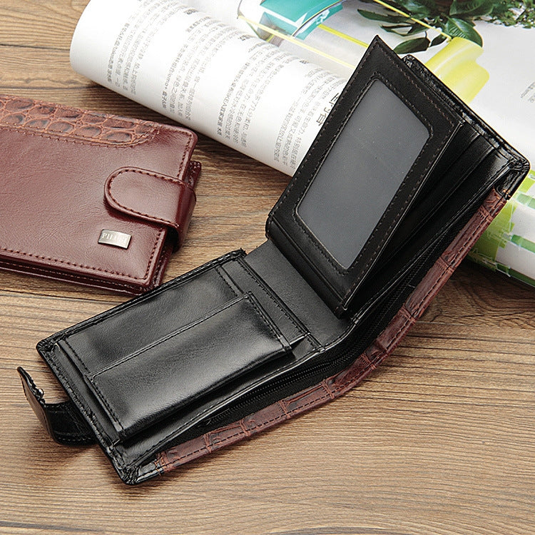 Men Vintage Leather Hasp Short Coin Pocket Purse Card Holder Wallets