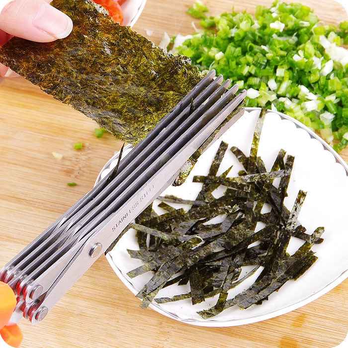Minced 5 Layers Basil Rosemary Kitchen Scissor Shredded Chopped Scallion Cutter