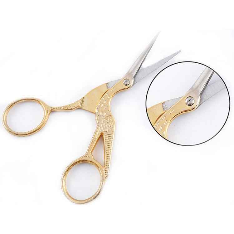 Crane Tailor Scissor Cross Stitch Retro Craft Sewing Scissor, Gold, Silver