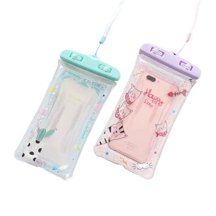 Cartoon Transparent Swimming Inflatable Air Bag Floating Mobile Phone Waterproof Bag, Random Color Delivery, Pink Watermelon, Green Peach, Purple Kitten, Blue Bunny, There is a Mine at Home, Green Cactus 1, Green Cactus 2, Green Cactus 3, Pink Strawber...