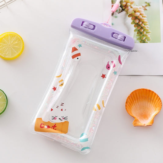 Cartoon Transparent Swimming Inflatable Air Bag Floating Mobile Phone Waterproof Bag, Random Color Delivery, Purple Kitten, Green Cactus 1, Green Cactus 2, Green Cactus 3, Alpaca 2