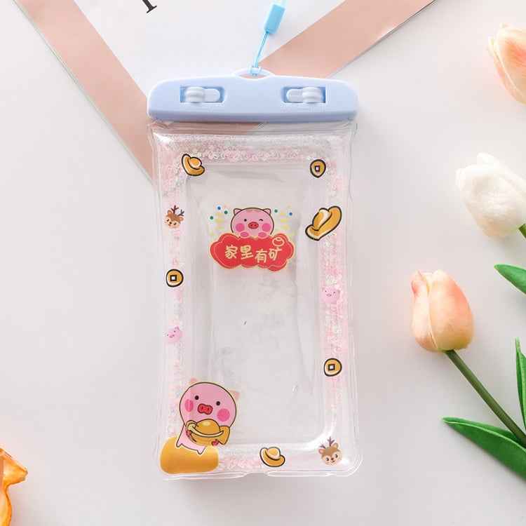 Cartoon Transparent Swimming Inflatable Air Bag Floating Mobile Phone Waterproof Bag, Random Color Delivery, Pink Watermelon, Green Peach, Purple Kitten, Blue Bunny, There is a Mine at Home, Green Cactus 1, Green Cactus 2, Green Cactus 3, Pink Strawber...