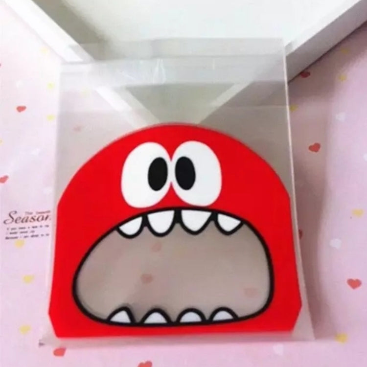 100 PCS Cute Big Teech Mouth Monster Plastic Bag Wedding Birthday Cookie Candy Gift OPP Packaging Bags, 7x7cm, 10x10cm