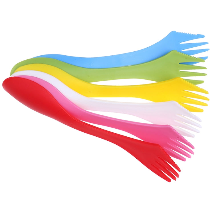 2 Set  3 In 1 Outdoor Camp Tableware Heat Resistant Spoon Fork Knife Camping Hiking Utensils (6pcs=1set), 2 Set