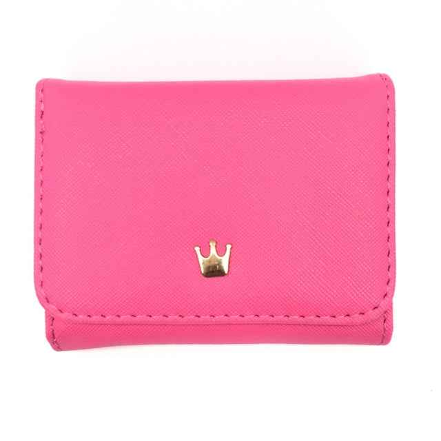 Short Mini Women Wallets Crown Decorated Fold PU Leather Coin Purse Card Holder