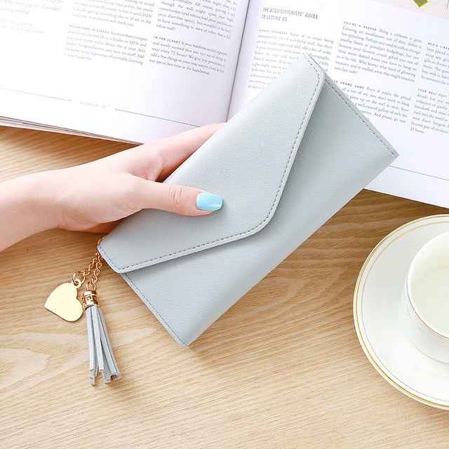 Simple Zipper Purses Long Section Clutch Wallet Soft PU Leather Money Bag