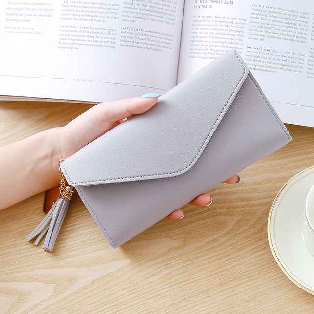 Simple Zipper Purses Long Section Clutch Wallet Soft PU Leather Money Bag
