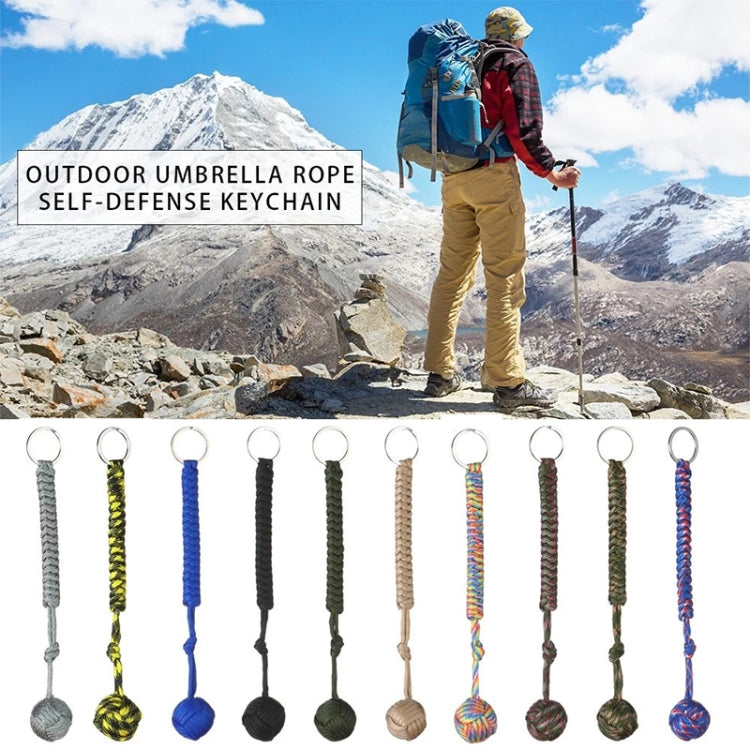 Outdoor Security Protection Black Monkey Fist Steel Ball Bearing Self Defense Lanyard Survival Key Chain