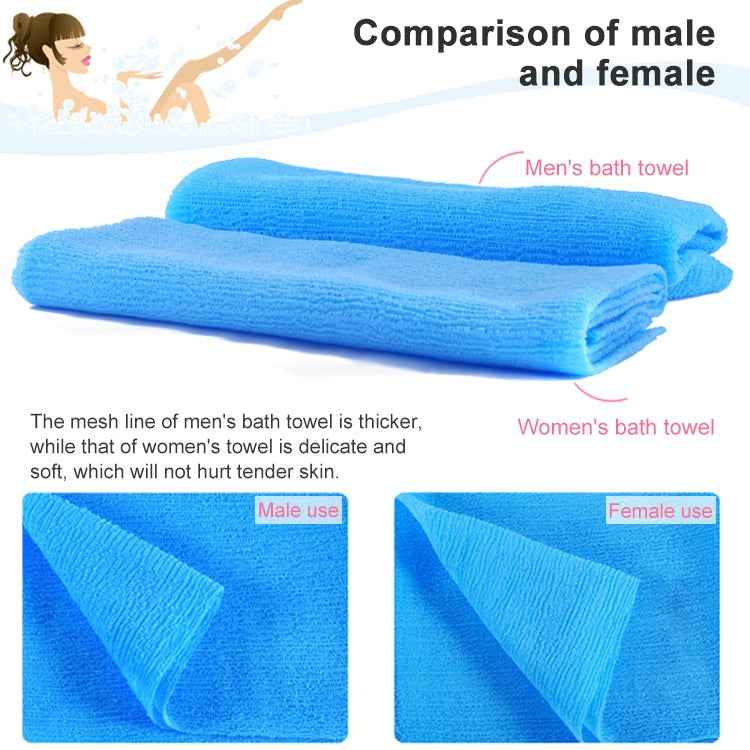 2 PCS Long Nylon Mesh Bath Shower Body Washing Clean Exfoliate Puff Scrubbing Towel Cloth Scrubbers Body Face Wash Cleaning Towel