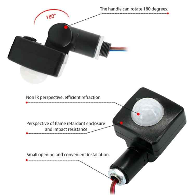 Automatic Security PIR Infrared Motion Sensor Detector Wall Spotlights Switch, 10mm, 12mm
