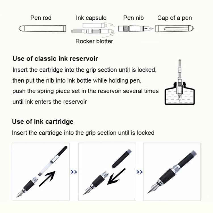 X750 Stationery Stainless Steel Fountain Pen Medium Nib Ink Pens School Oiifice Gift, 0.5mm, 1.1mm