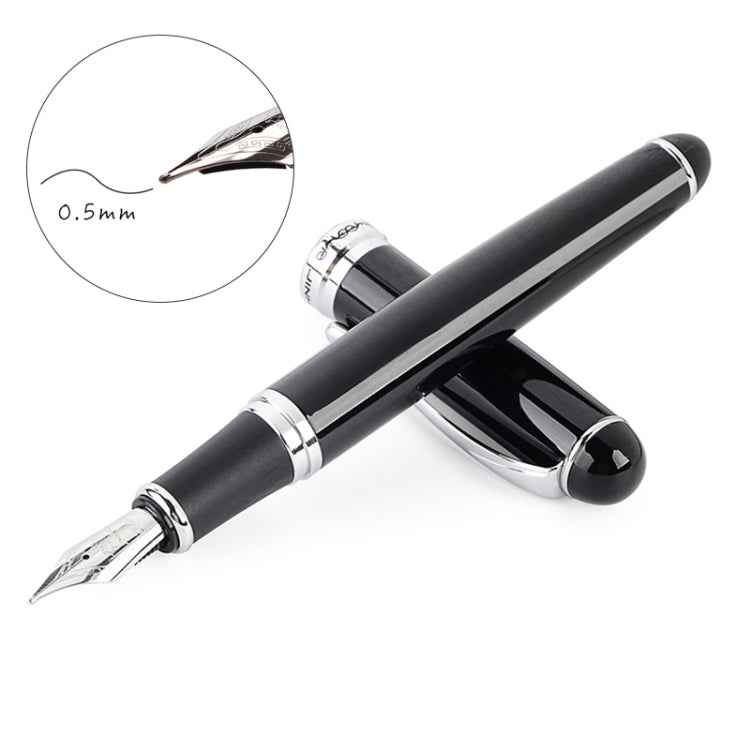 X750 Stationery Stainless Steel Fountain Pen Medium Nib Ink Pens School Oiifice Gift, 0.5mm, 1.1mm