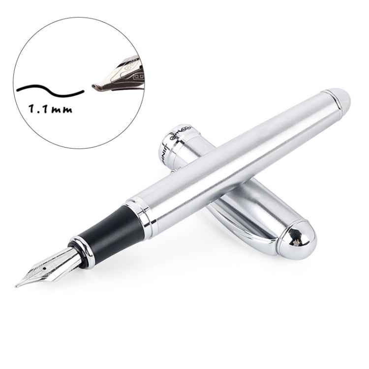 X750 Stationery Stainless Steel Fountain Pen Medium Nib Ink Pens School Oiifice Gift, 0.5mm, 1.1mm