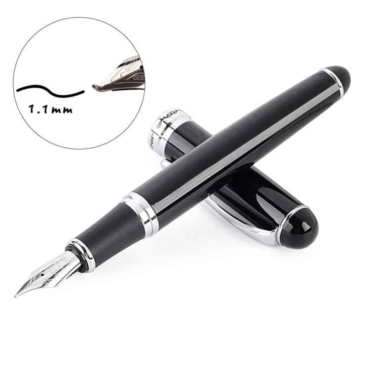 X750 Stationery Stainless Steel Fountain Pen Medium Nib Ink Pens School Oiifice Gift, 0.5mm, 1.1mm