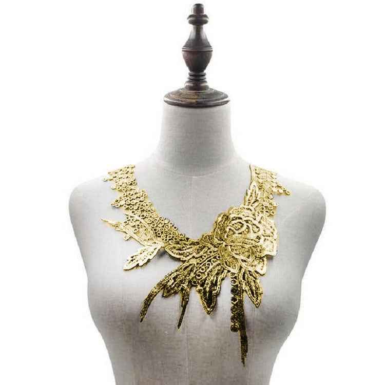 Lace Flower Embroidered Collar Fake Collar Clothing Accessories, Size: 31 x 30cm, Red, Red Wine, Pink, Green, Blue, Sky Blue, Purple, Gray, Beige, Black, Purple Pink, Gold, Gold Brown, Navy, Rose Red, Brown, Apricot, White