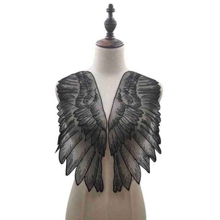 1 Pair Organza Wings Shape Embroidery DIY Clothing Accessories, Red, Black, Gold, White
