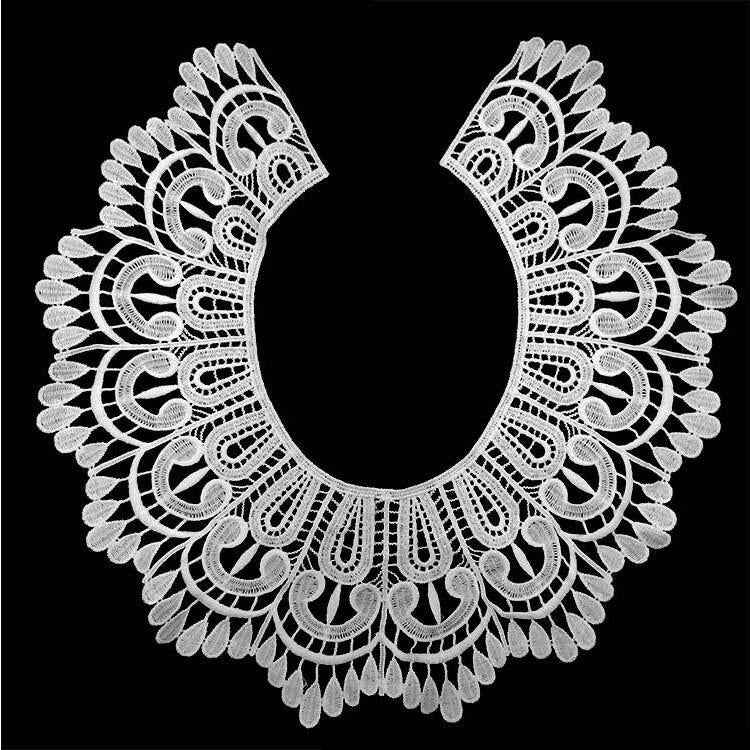 Milk Silk Lace Embroidered Collar Three-dimensional Hollow Fake Collar DIY Clothing Accessories, Size: 32 x 32cm, Red Wine, Sky Blue, Gray, Beige, Black, Rose Red, White