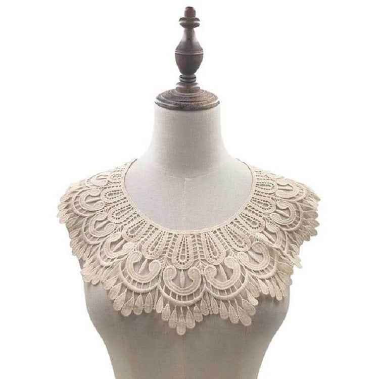 Milk Silk Lace Embroidered Collar Three-dimensional Hollow Fake Collar DIY Clothing Accessories, Size: 32 x 32cm, Red Wine, Sky Blue, Gray, Beige, Black, Rose Red, White