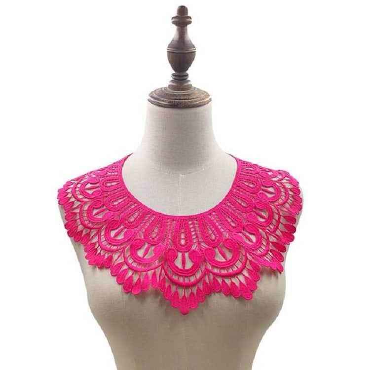 Milk Silk Lace Embroidered Collar Three-dimensional Hollow Fake Collar DIY Clothing Accessories, Size: 32 x 32cm, Red Wine, Sky Blue, Gray, Beige, Black, Rose Red, White