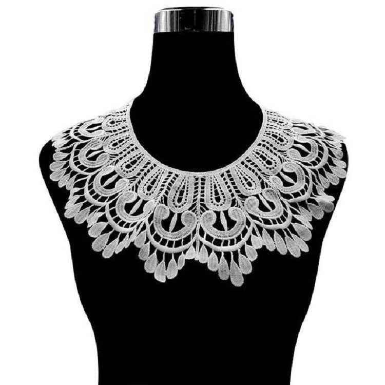 Milk Silk Lace Embroidered Collar Three-dimensional Hollow Fake Collar DIY Clothing Accessories, Size: 32 x 32cm, Red Wine, Sky Blue, Gray, Beige, Black, Rose Red, White