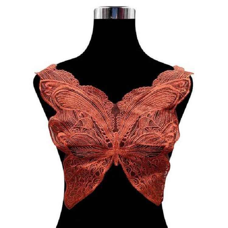 Butterfly Shape Embroidery Corsage Lace Collar DIY Clothing Accessories, Size: About 42 x 38cm