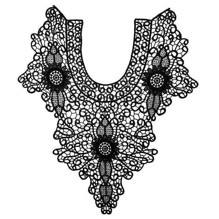 Lace Embroidery Hollow Fake Collar DIY Clothing Accessories, Size: About 55 x 47cm, Red, Beige, Black, Light Brown, White