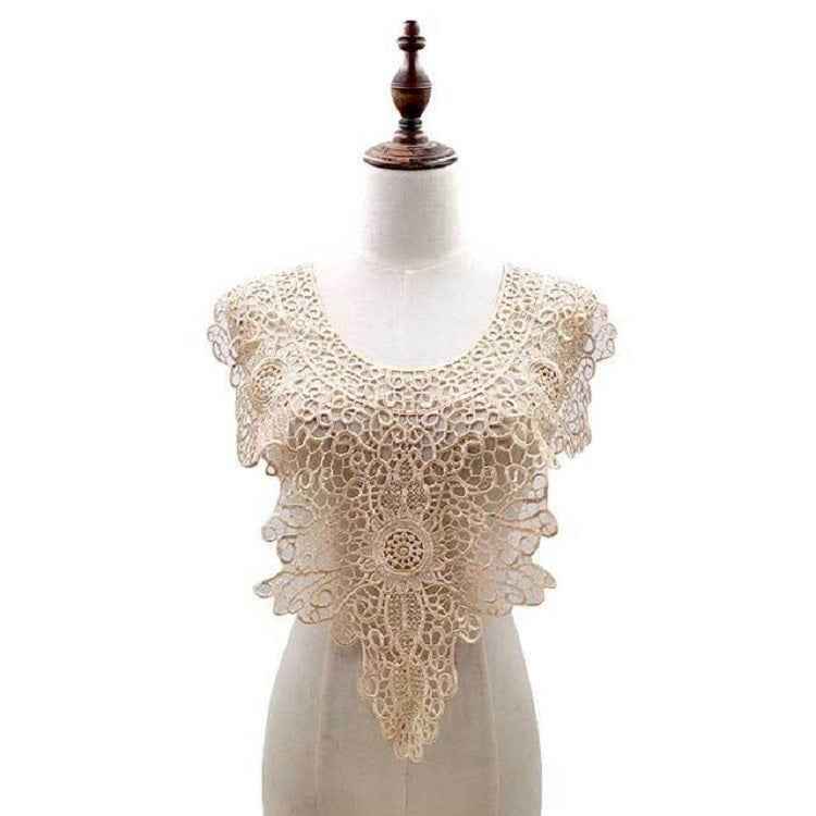 Lace Embroidery Hollow Fake Collar DIY Clothing Accessories, Size: About 55 x 47cm, Red, Beige, Black, Light Brown, White