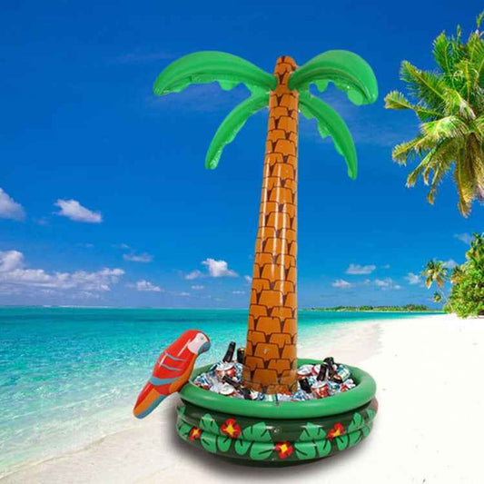 Inflatable Parrot Coconut Tree Shape Beach Water Inflatable Coaster Ice Bucket, Tree Shape