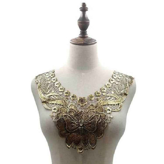 Lace Butterfly Flower Embroidery Collar Flower Three-dimensional Hollow Fake Collar DIY Clothing Accessories, Size: 36 x 30cm, Red Wine, Green, Blue, Sky Blue, Purple, Gray, Beige, Black, Purple Pink, Gold, Gold Brown, Gold Line, Navy, Rose Red, Brown ...
