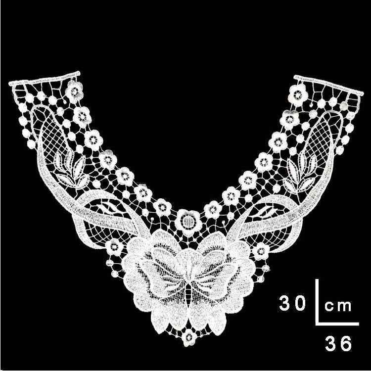 Lace Butterfly Flower Embroidery Collar Flower Three-dimensional Hollow Fake Collar DIY Clothing Accessories, Size: 36 x 30cm, Red Wine, Green, Blue, Sky Blue, Purple, Gray, Beige, Black, Purple Pink, Gold, Gold Brown, Gold Line, Navy, Rose Red, Brown ...