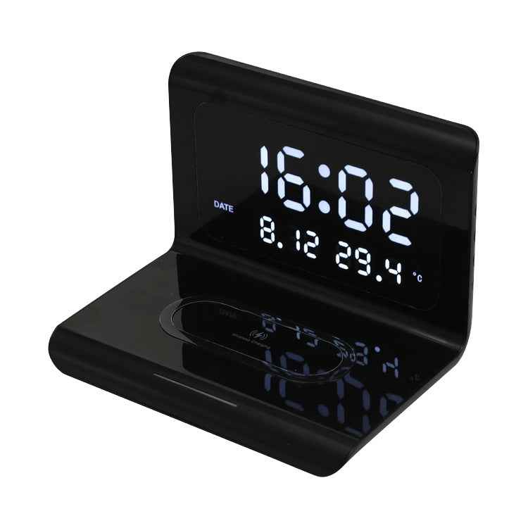 10W QI Universal Multi-function Mobile Phone Wireless Charger with Alarm Clock & Time / Calendar / Temperature Display
