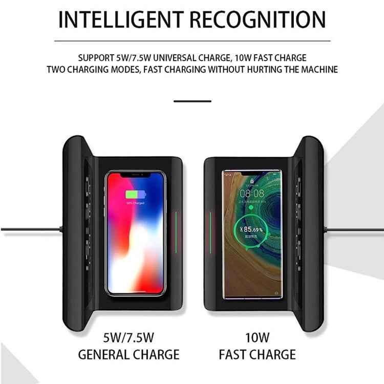 10W QI Universal Multi-function Mobile Phone Wireless Charger with Alarm Clock & Time / Calendar / Temperature Display