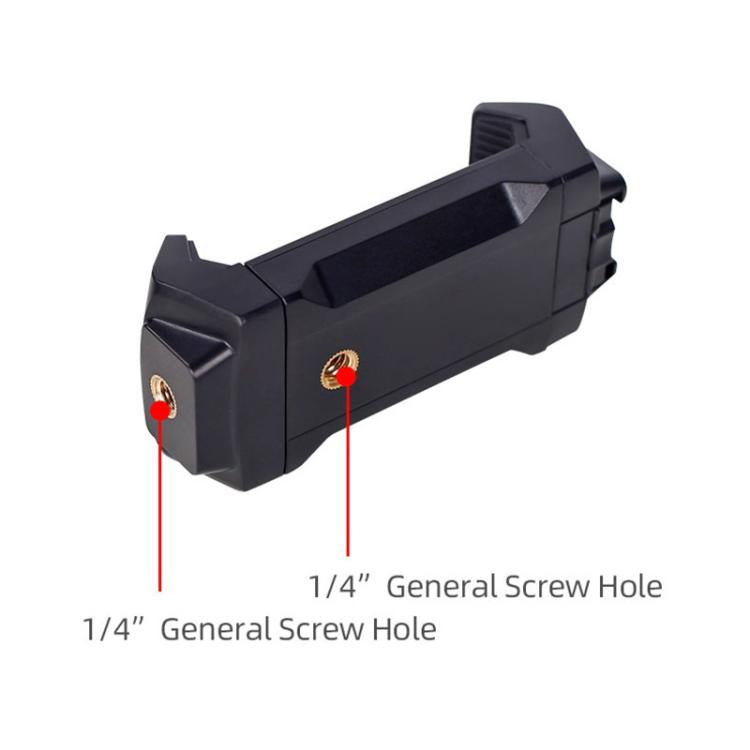 Live Broadcast Tripod Mount Phone Clamp with 1/4 inch Screw Holes & Cold Shoe Base