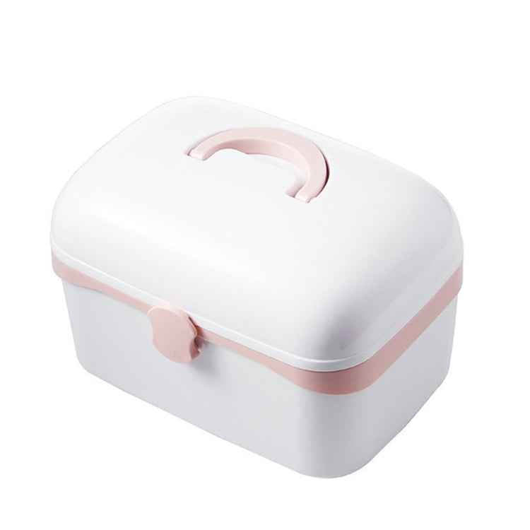 Multifunctional Dustproof Jewelry Cosmetic Plastic Box Household Portable Medicine Box Case, S 24x16.5x14cm, L 27.5x19x18cm