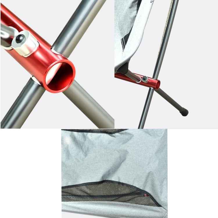 Outdoor Portable Folding Chair Ultralight Aluminum Alloy Moon Camping Beach Chair, Rice Gray Surface-Red Background, Rice Gray Surface-Blue Background, Black Surface-Red Background, Black Surface-Blue Background