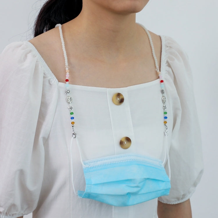 Retro Color Beads Mixed Mask Anti-Lost Lanyard Hanging Glasses Chain, Retro Color Beads Chain