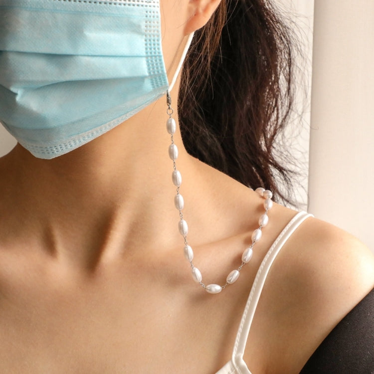 Mask Anti-Lost Lanyard Necklace Simple Oval-Shaped Pearl Mask Glasses Chain