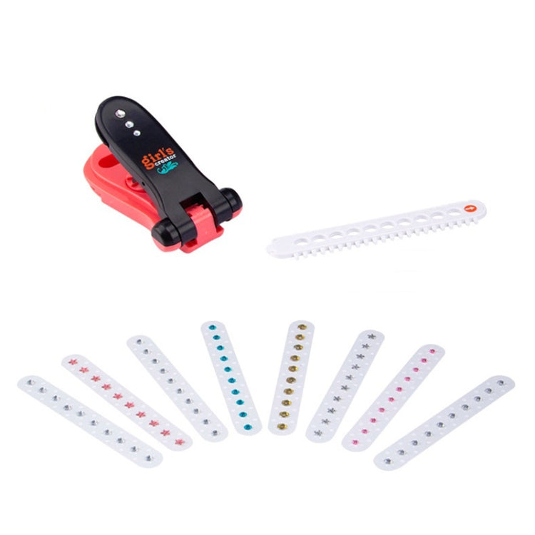 Girl Pretend Play Toy Sticker Diamond Pieces Nailing Machine