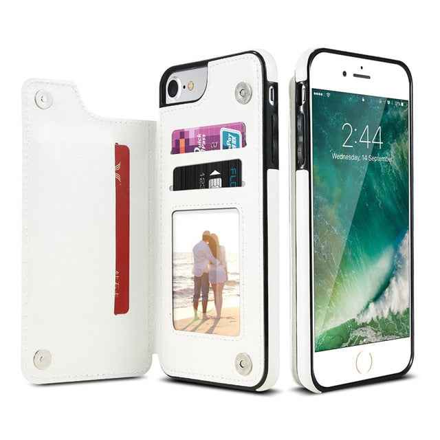 For iPhone XR Retro PU Leather Case Multi Card Holders Phone Case