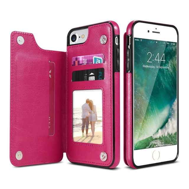 For iPhone XS Max Retro PU Leather Case Multi Card Holders Phone Cases