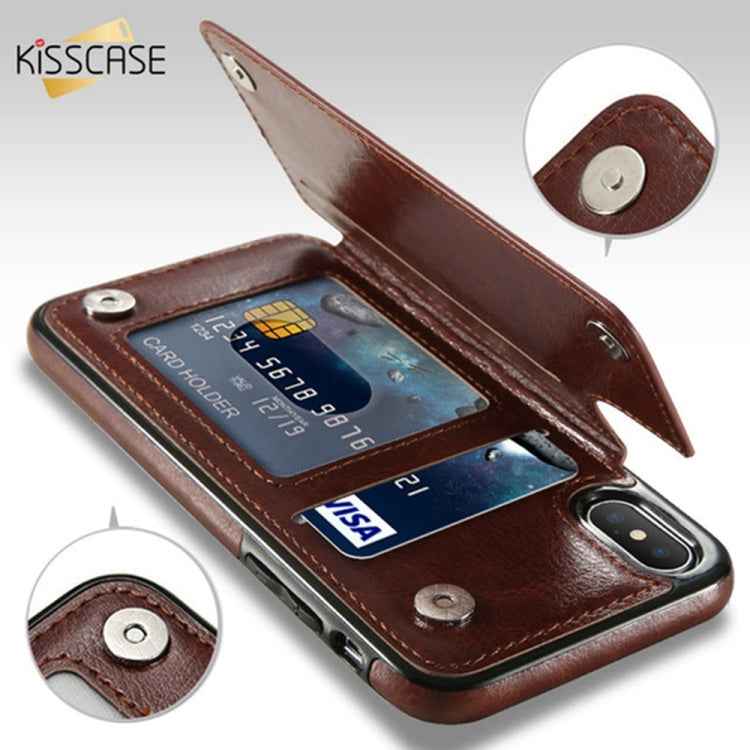 For iPhone 7 Plus / 8 Plus Retro PU Leather Case Multi Card Holders Phone Cases(Brown)