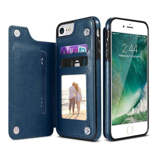 For iPhone XS Retro PU Leather Case Multi Card Holders Phone Cases