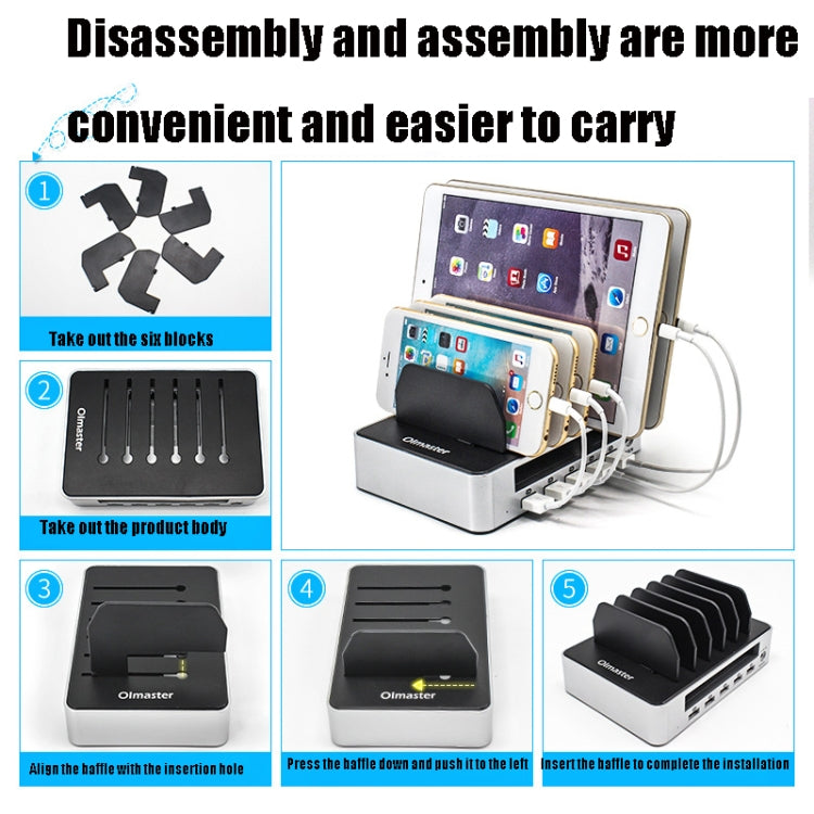 Olmaster AP-1010 Multi-Port USB Mobile Phone Charging Station with Power Supply, 10 Ports