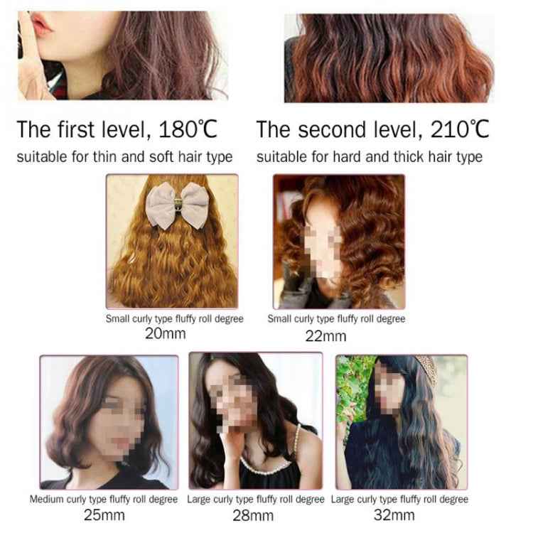 20-32m Automatic Ceramic Perm Splint Hair Curler 3 Barrels Big Wave Hair Curling Iron Tools, 20mm, 22mm, 25mm, 28mm, 32mm