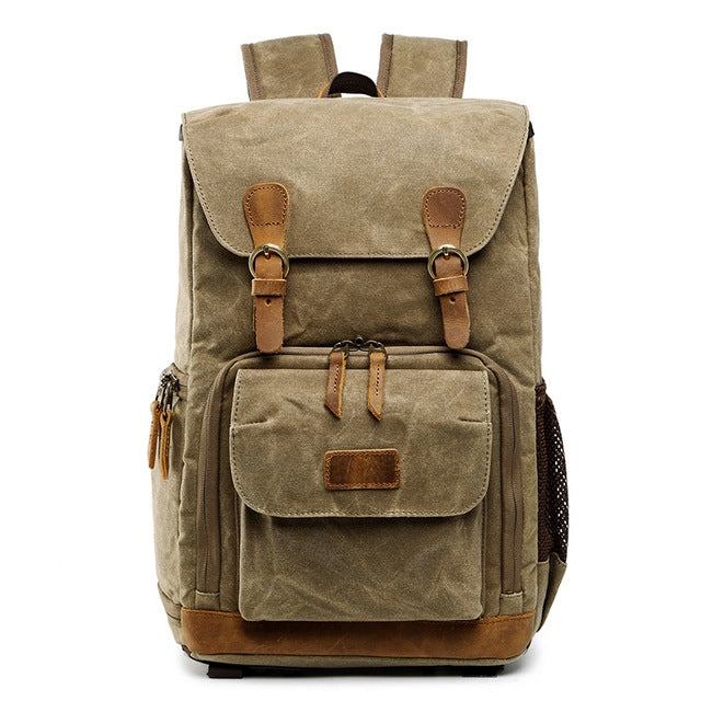 Batik Canvas Waterproof Photography Bag Outdoor Wear-resistant Large Camera Photo Backpack Men for Nikon / Canon / Sony / Fujifilm