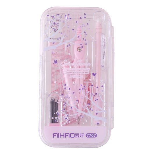 AIHAO Compass/Mechanical Pencil/Eraser/Pen Core/Ruler/Protractor Stationery Set Random Colour Delivery, 7707