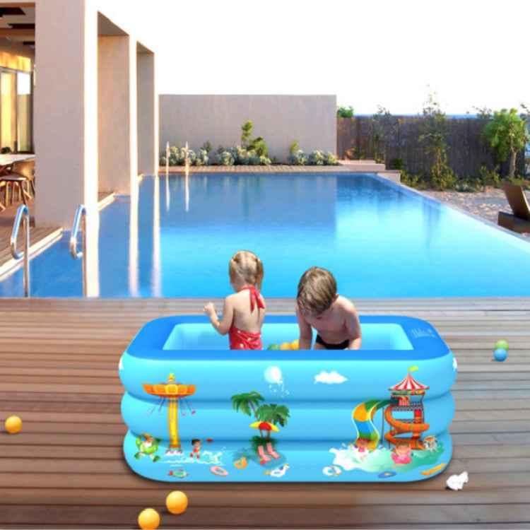 Household Indoor and Outdoor Amusement Park Pattern Children Square Inflatable Swimming Pool, 130 x 85 x 50cm, 150 x 110 x 50cm, 180 x 130 x 55cm, 210 x 135 x 55cm
