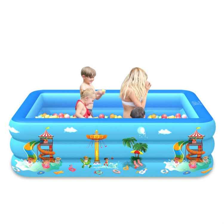 Household Indoor and Outdoor Amusement Park Pattern Children Square Inflatable Swimming Pool, 130 x 85 x 50cm, 150 x 110 x 50cm, 180 x 130 x 55cm, 210 x 135 x 55cm